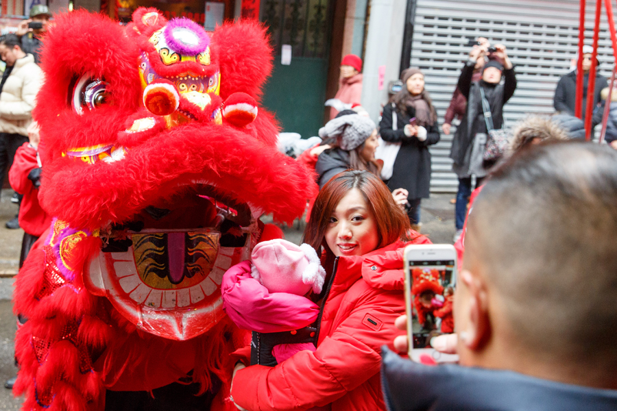 People celebrate Chinese Lunar New Year at Manhattan's Chinatown in New York