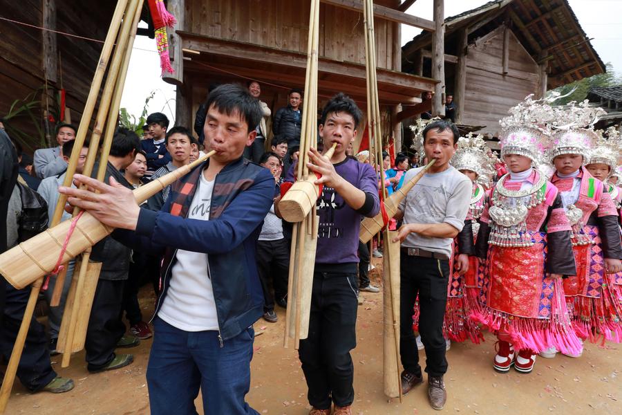 People of Miao ethnic group celebrate Spring Festival in SW China