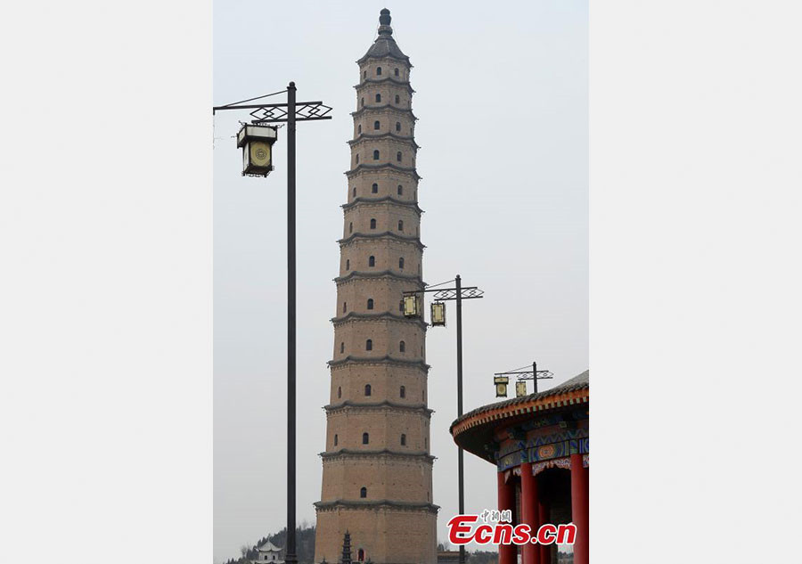 China's highest brick tower tilts