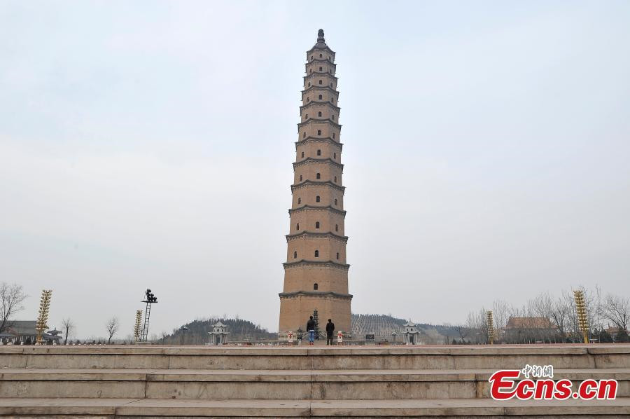 China's highest brick tower tilts