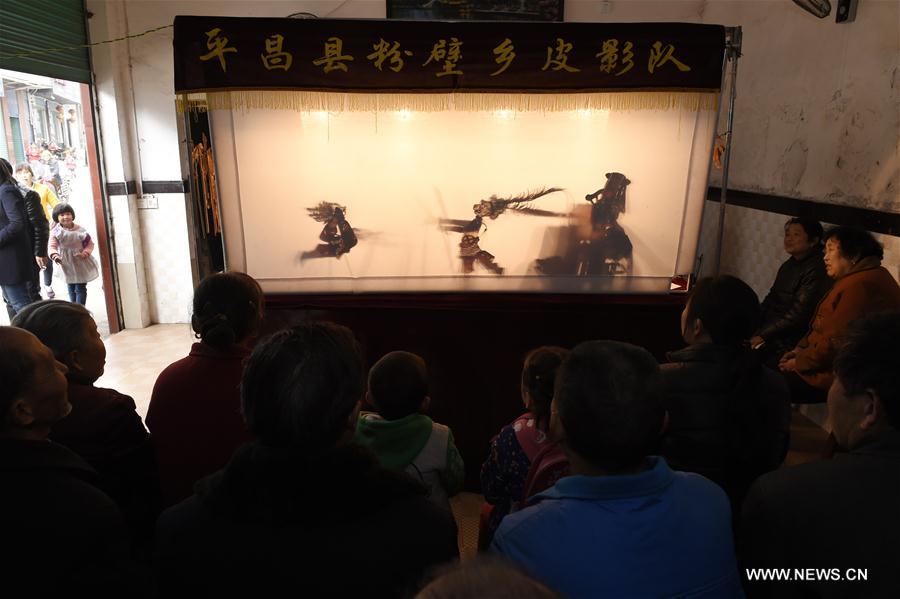 Folk artists perform shadow play in SW China