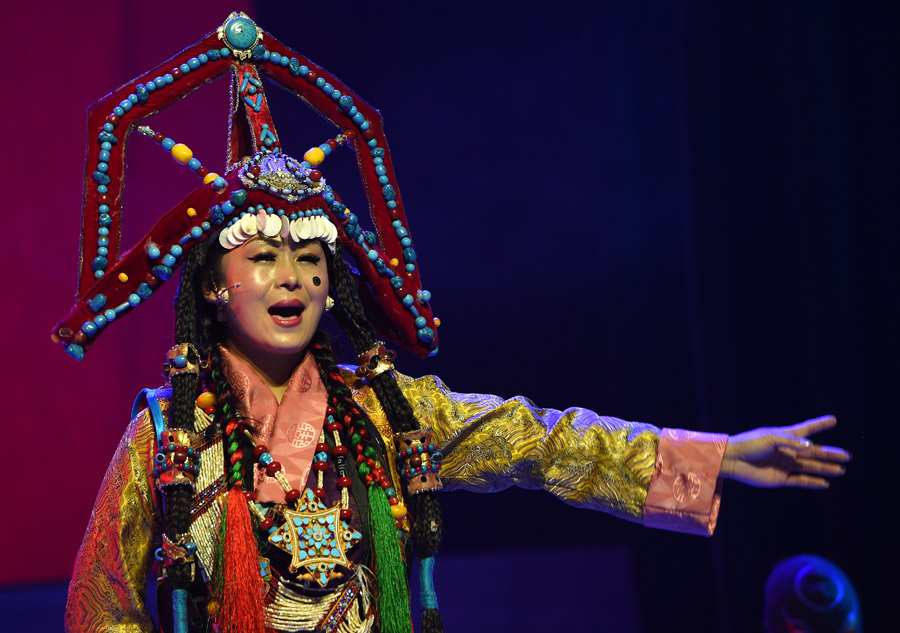 Actors perform traditional Tibetan Opera 'Zhowa Sangmu' in Lhasa