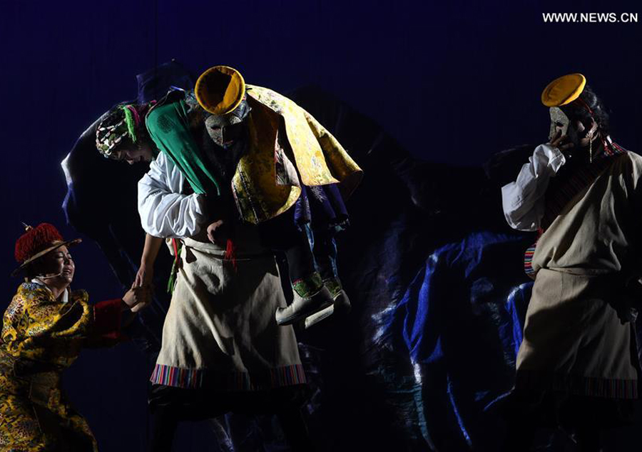 Actors perform traditional Tibetan Opera 'Zhowa Sangmu' in Lhasa