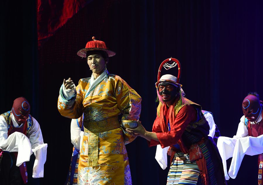 Actors perform traditional Tibetan Opera 'Zhowa Sangmu' in Lhasa