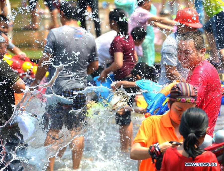 Water-sprinkling festival celebrated in SW China's Yunnan