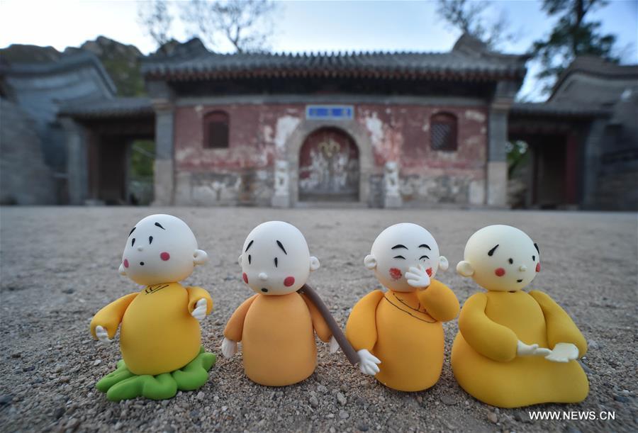 Cartoon character Monk Xian'er of Longquan Monastery in Beijing