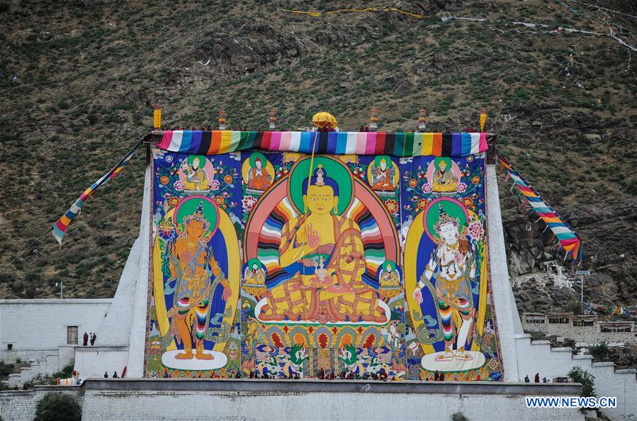Unveiling of Buddha event held at Zhaxi Lhunbo Lamasery in China's Tibet