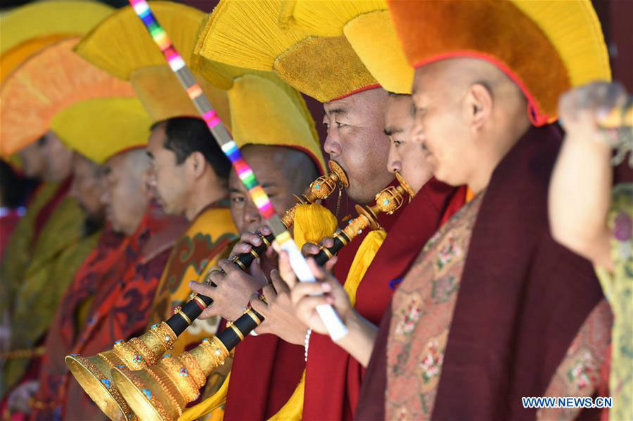 Lamas perform cham dance in China's Tibet