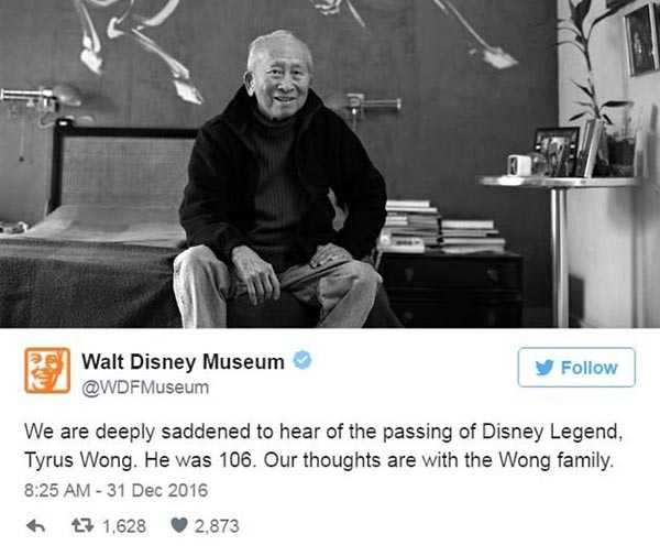 Tyrus Wong, pioneer 'Bambi' artist, dies at 106