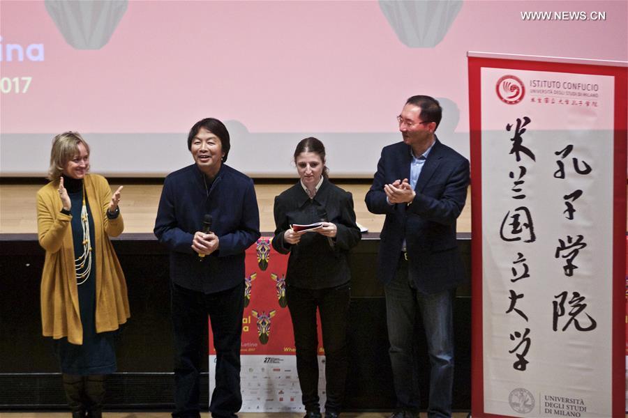 Chinese writer gives speech in Milan