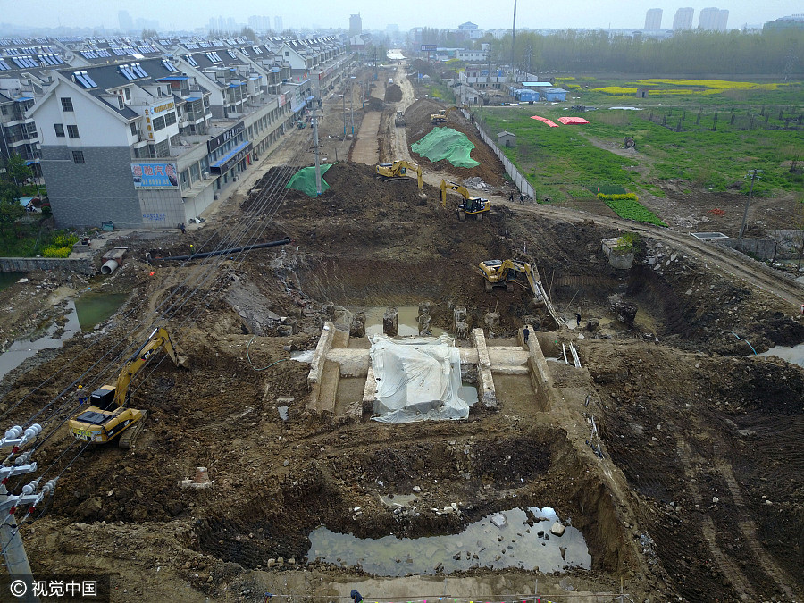 Ming Dynasty ancient bridge unearthed in E China's Anhui