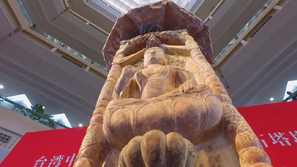 Stolen pagoda donated by Taiwan shown in Shanxi Museum