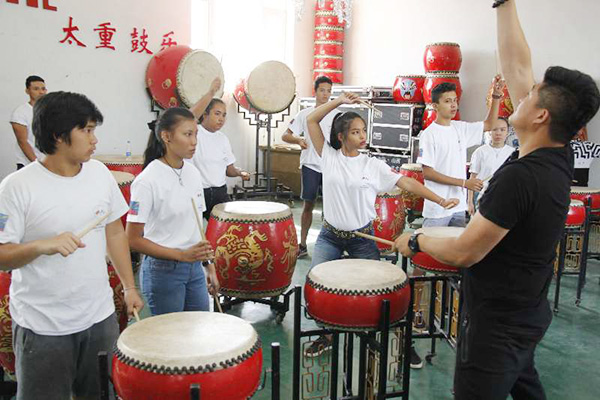 French students channel the art of drumming in Taiyuan