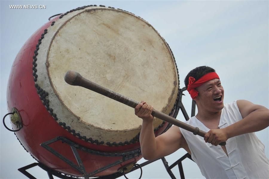 Drumers practise intangible heritage music in N China's Shanxi