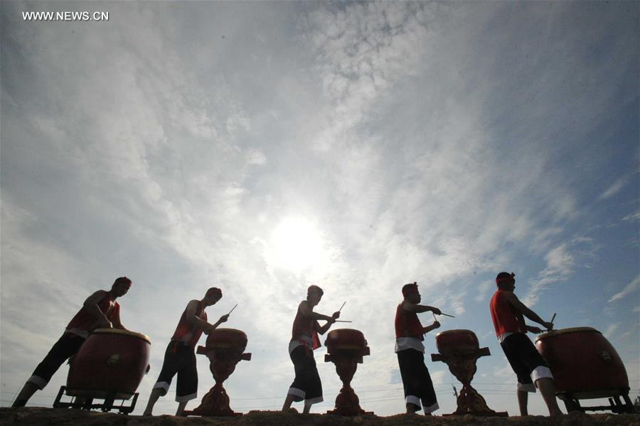 Drumers practise intangible heritage music in N China's Shanxi