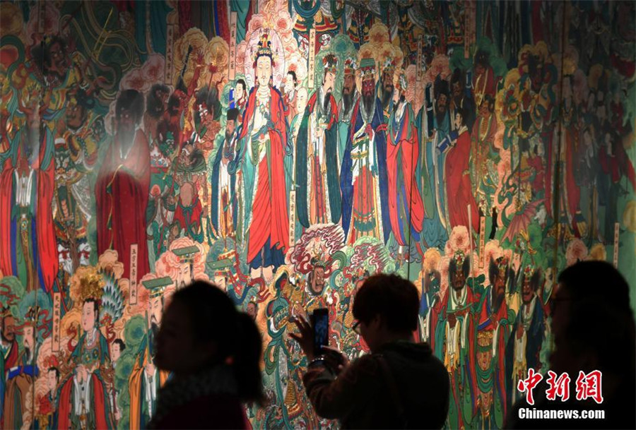 Restored frescos of Pilu Temple on display in North China