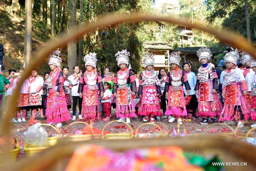 Miao people gather at traditional festival to celebrate harvest