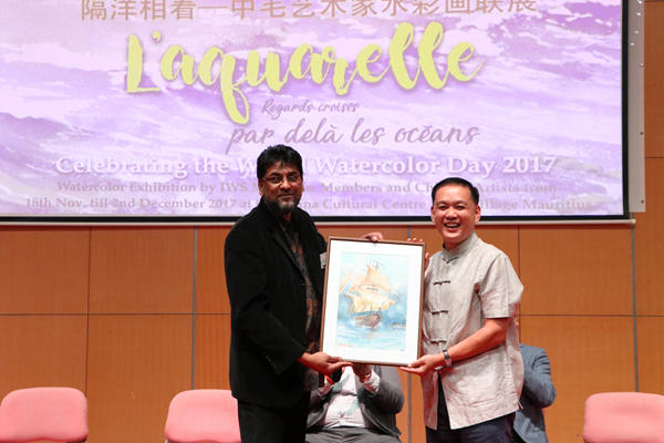Chinese and Mauritian watercolor paintings on display in Mauritius