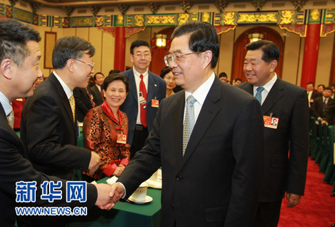 胡锦涛看望参加政协会议的农工民主党九三学社界委员
