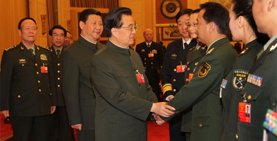胡锦涛出席解放军代表团全体会议