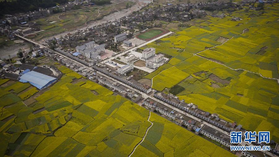 资料图片：航拍的四川省芦山县思延乡