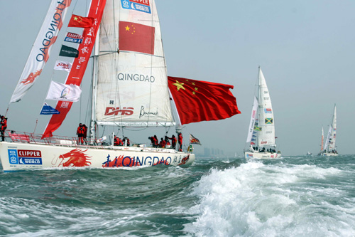 2009－2010克利伯环球帆船赛船队从青岛启航（图）