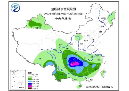 中央气象台发布暴雨高温蓝色预警(图)