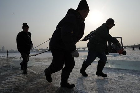 第十二届哈尔滨冰雪大世界采冰工程全面启动