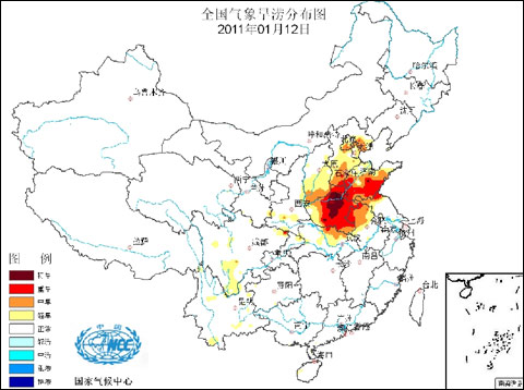 中国北方大部降水稀少 九省市遭遇冬旱大考