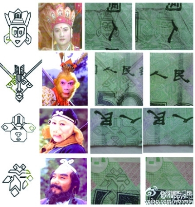 唐僧师徒脸谱上50元人民币？网友发现Q版头像