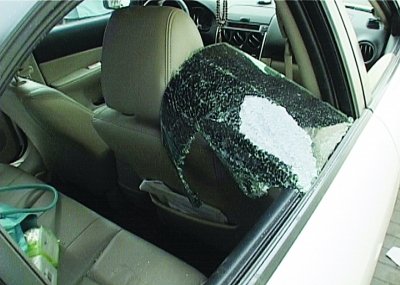 车主将哈士奇放车内防盗 车窗被砸狗仍呼呼大睡