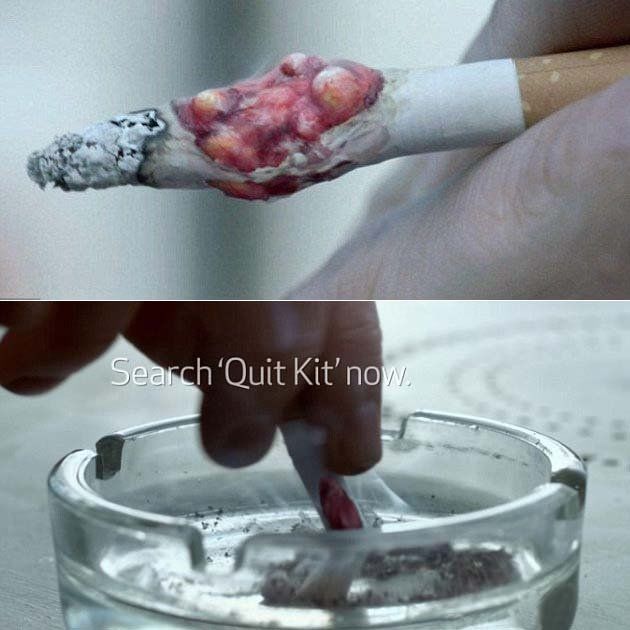 英国禁烟宣传广告:香烟长肿瘤十分恶心