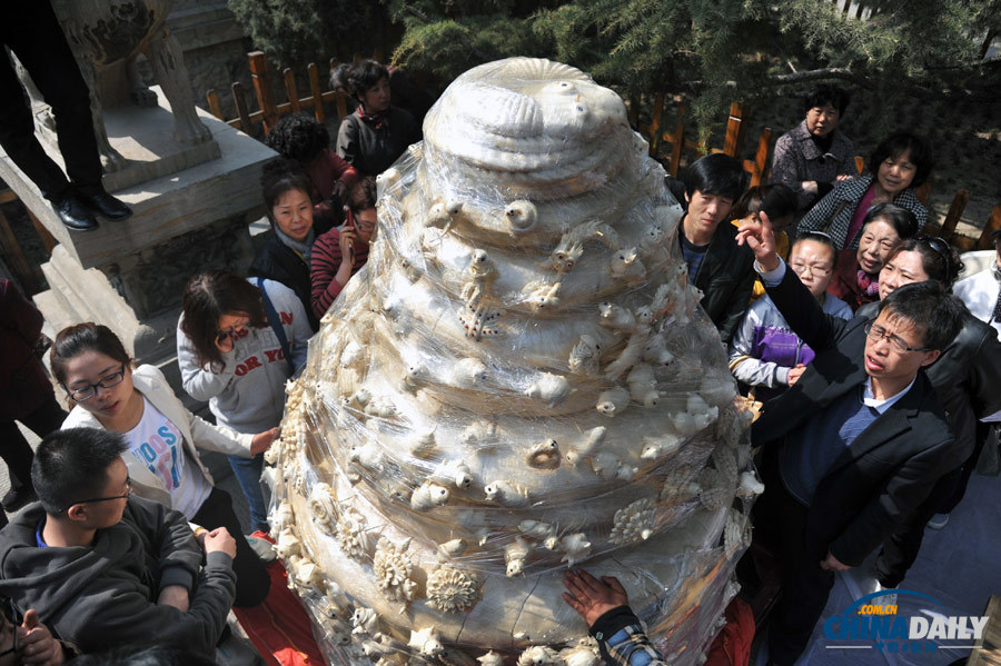 巨型花馍亮相太原 高3米重1.2吨制作历时半月