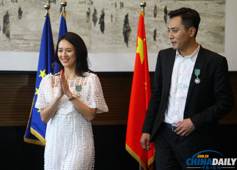 章子怡、刘烨获颁法国艺术与文学骑士勋章