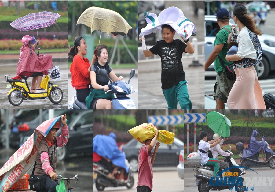 台风“百合”逼近海南 琼海市民躲雨避风各有高招