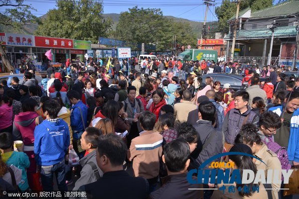 北京:香山红叶迎来赏红高峰 停车场8点就满了