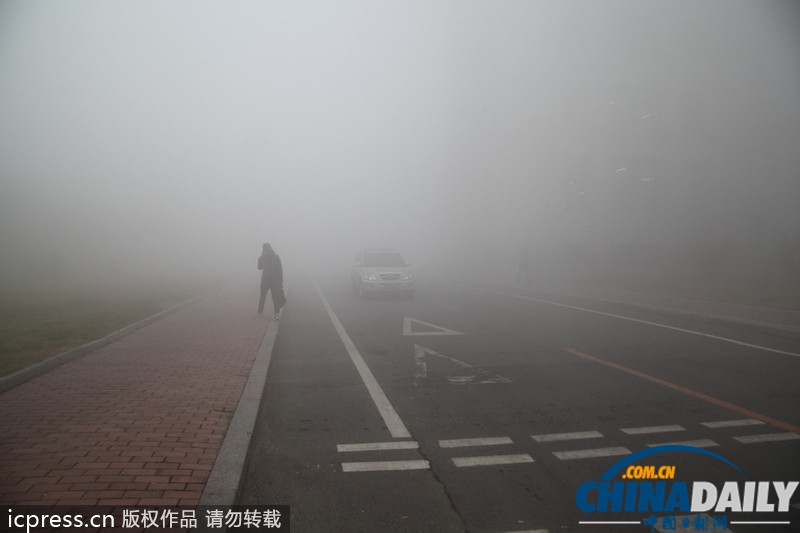 哈尔滨雾霾天气持续 学校停课公交停运