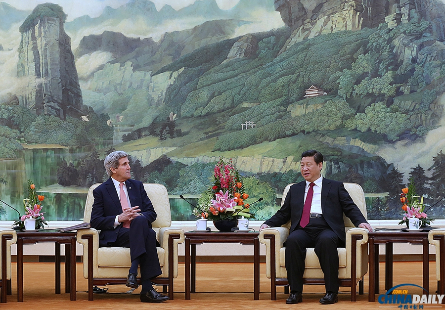 国家主席习近平会见美国国务卿约翰·克里