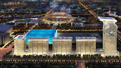 鸟巢西侧建筑盘古大观擅建空中四合院被罚