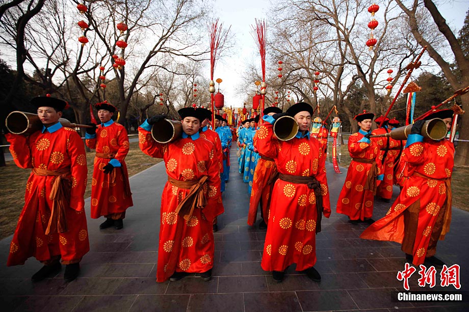 天坛公园举行祭天仪仗和祭天乐舞排练