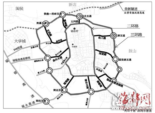 福州二环拟建8个立交拓宽改造4路口