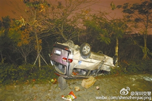 广深高速沙井段：车行高速突爆胎侧翻 1人被抛车外死亡