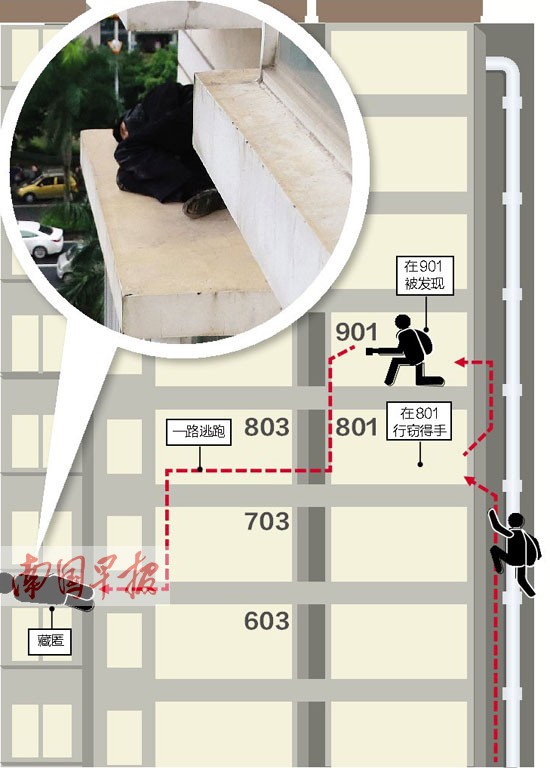 男子行窃被发现躲飘窗顶12小时 四肢麻木饥寒交加