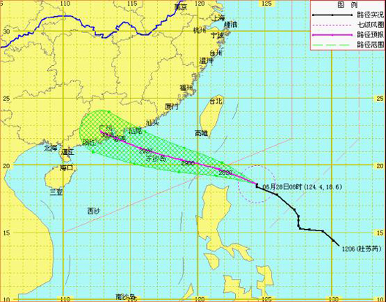 受热带风暴“杜苏芮”影响29日海南大部分地区有雨