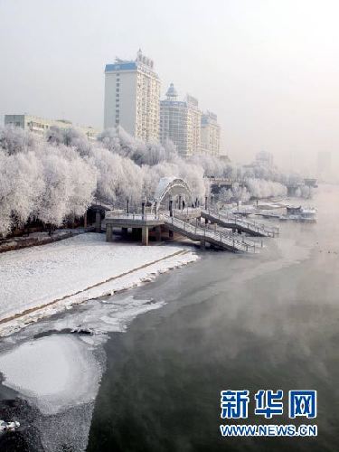 吉林松花江畔出现雾凇美景(图)
