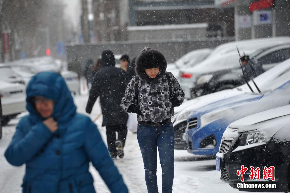辽宁出现雨雪寒潮大风天气 市民“武装”出行