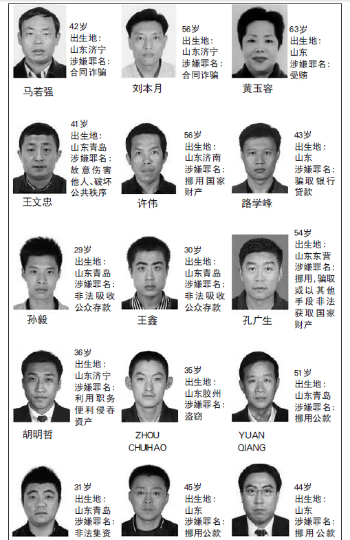 23名山东人被国际刑警通缉 21人涉经济类犯罪