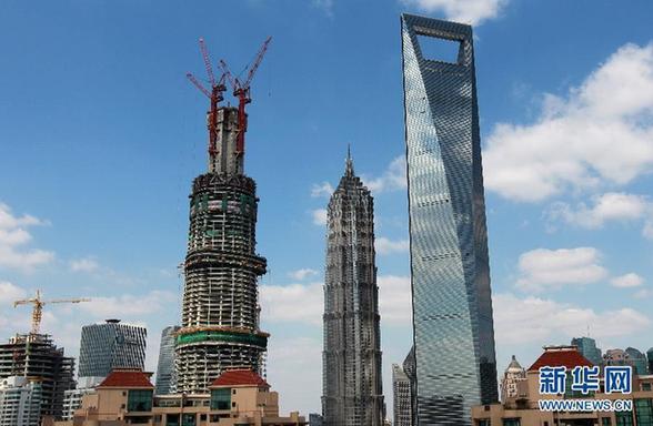 上海中心大厦高度逼近400米