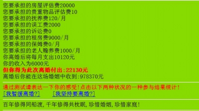 离婚计算器受追捧 离婚成本太高网友大呼伤不起
