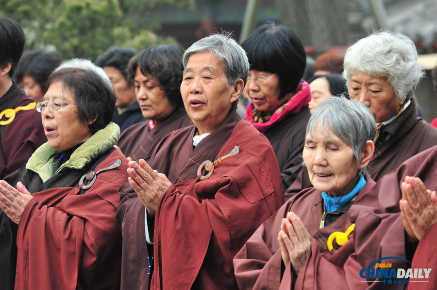 北京佛教信众为芦山地震灾区祈福并捐款